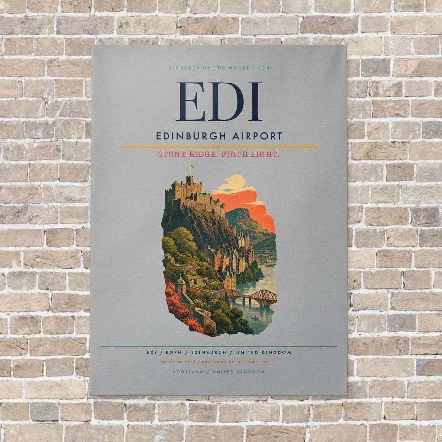 Edinburgh Airport EDI - Canvas No Frame - Light Gray