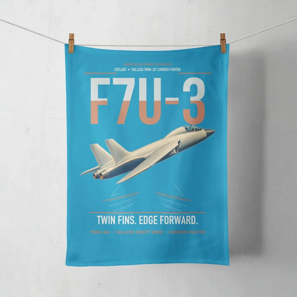 F7U-3 Cutlass design on turquoise towel
