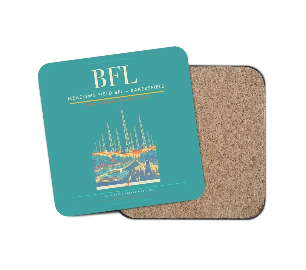Meadows Field (BFL) design on turquoise 1 piece coaster
