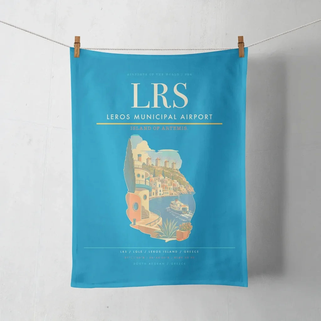 Leros Municipal Airport (LRS) design on turquoise towel