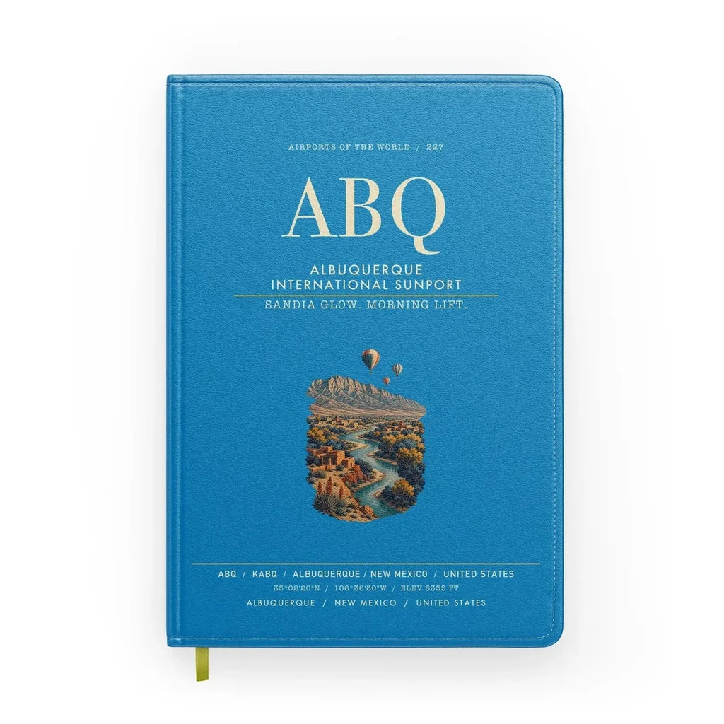 Albuquerque International Sunport (ABQ) design on turquoise notebook