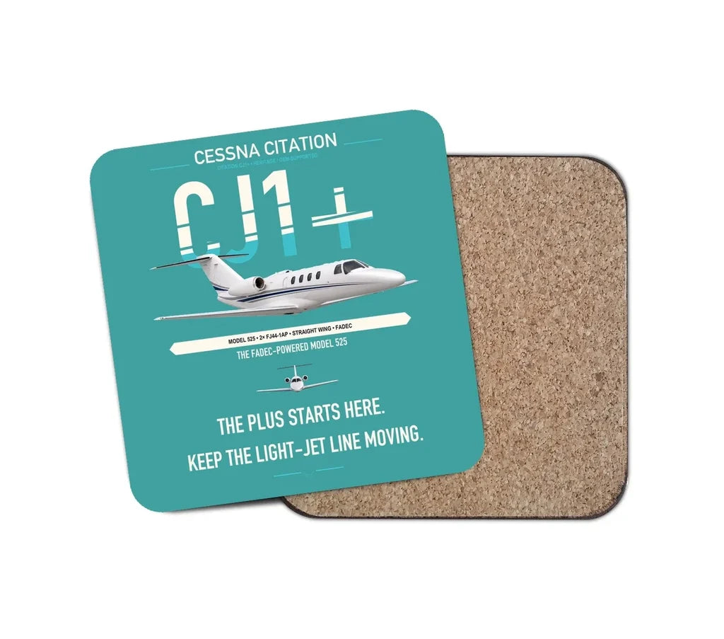 Cessna Citation CJ1+ design on turquoise 1 piece coaster