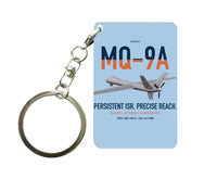 Thumbnail for MQ-9A Reaper design on light blue designed key chain, double-side print