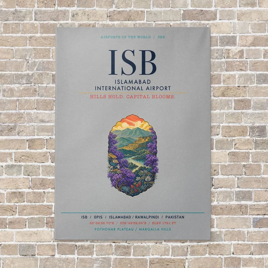 Islamabad International Airport ISB vertical canvas print - no frame - light gray background