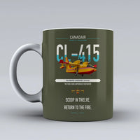 Thumbnail for Canadair CL-415 design on green army ceramic mug, double-side print