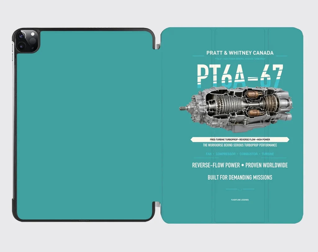 PT6A-67 design on turquoise ipad tablet case