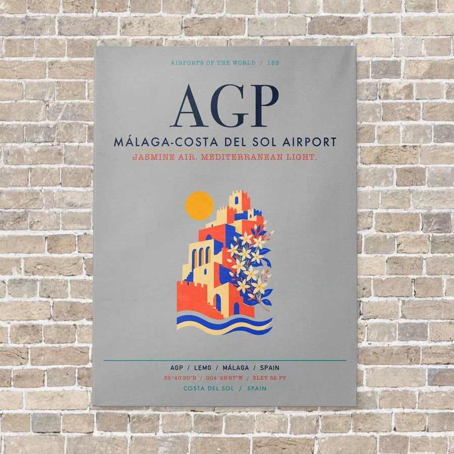 Malaga-Costa del Sol Airport AGP vertical canvas print - no frame - light gray background
