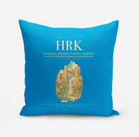 Thumbnail for Kharkiv International Airport (HRK) design on turquoise pillow