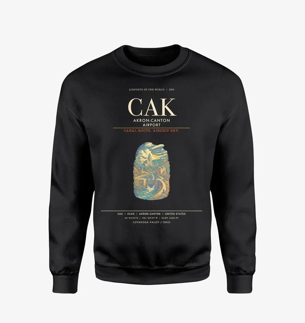 Akron-Canton Airport CAK Sweatshirt - Black