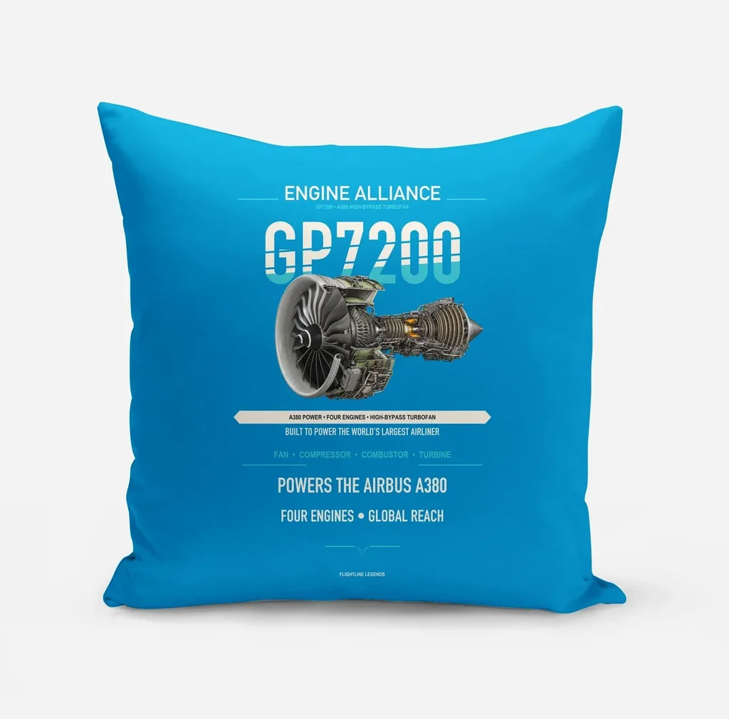 GP7200 design on turquoise pillow