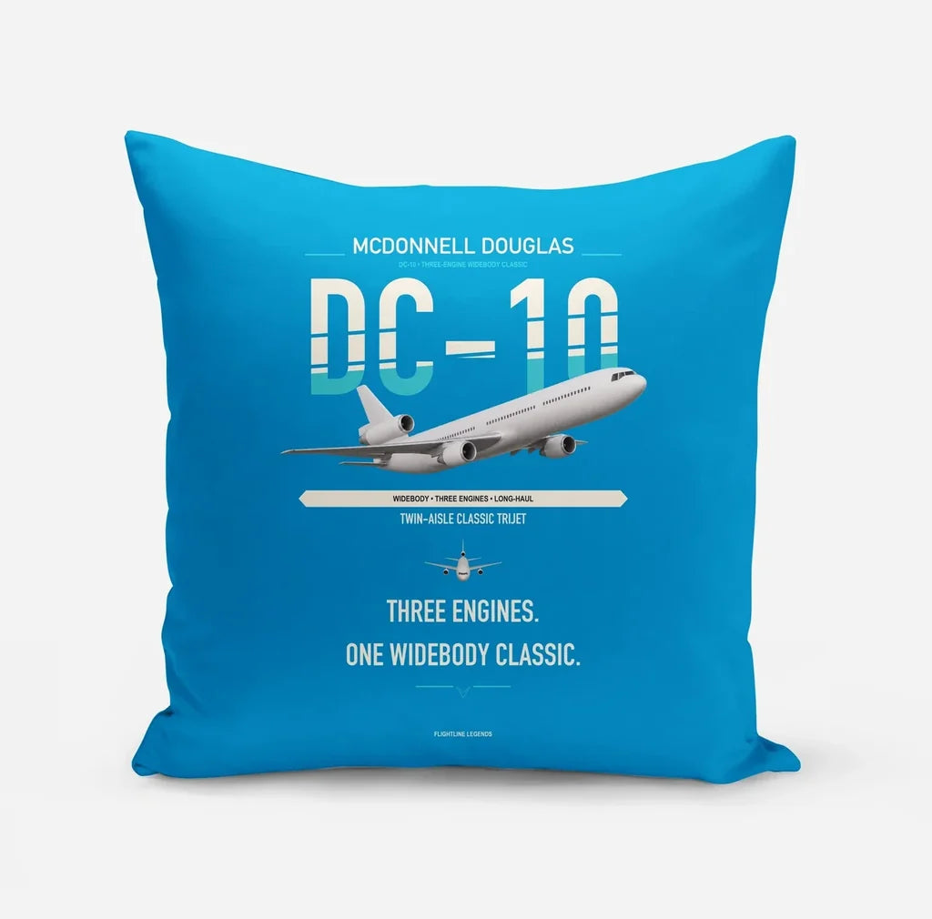 McDonnell Douglas DC-10 design on turquoise pillow