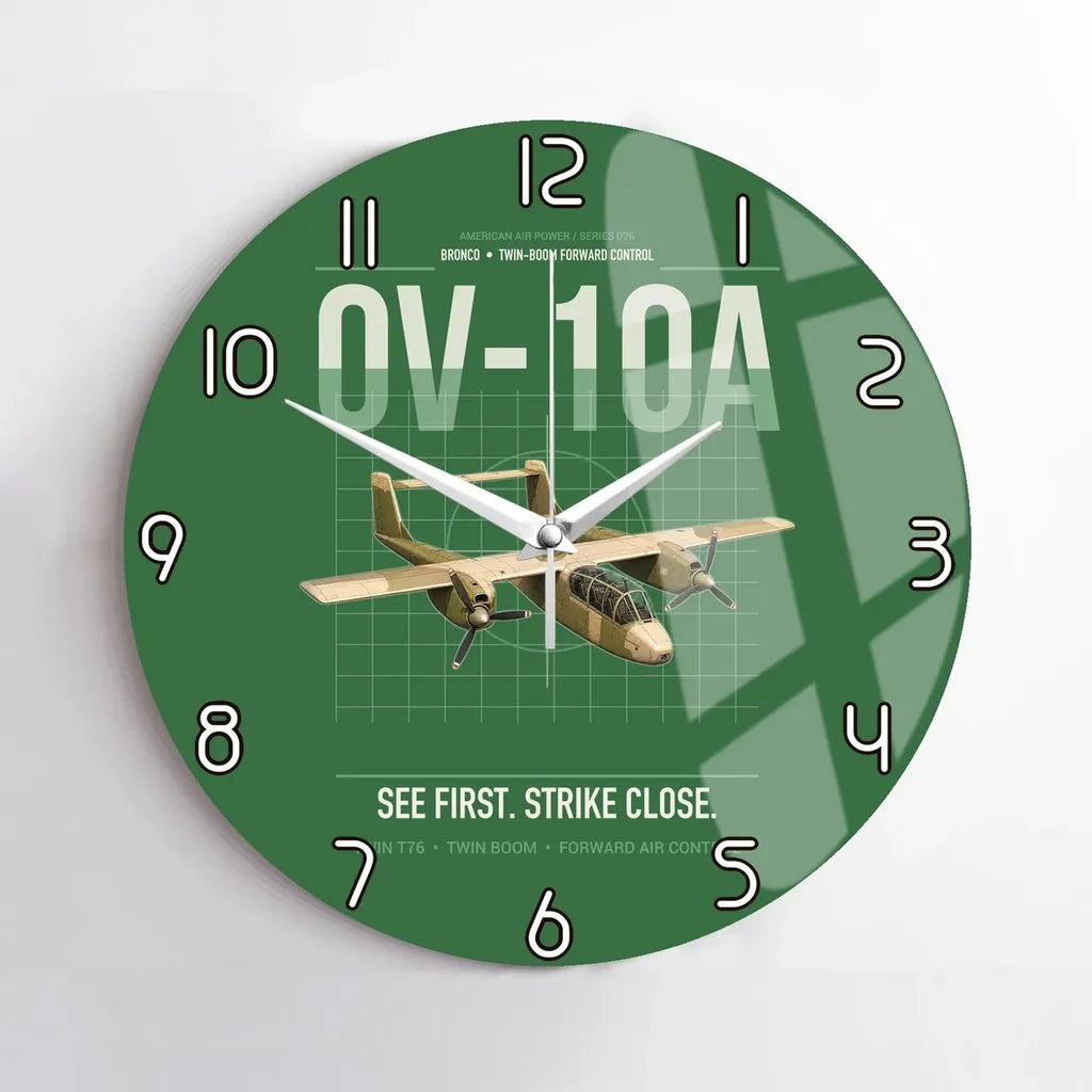 OV-10A Bronco design on green no frame wall clock