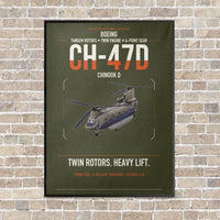 Thumbnail for Boeing CH-47D vertical canvas print - framed - green army background