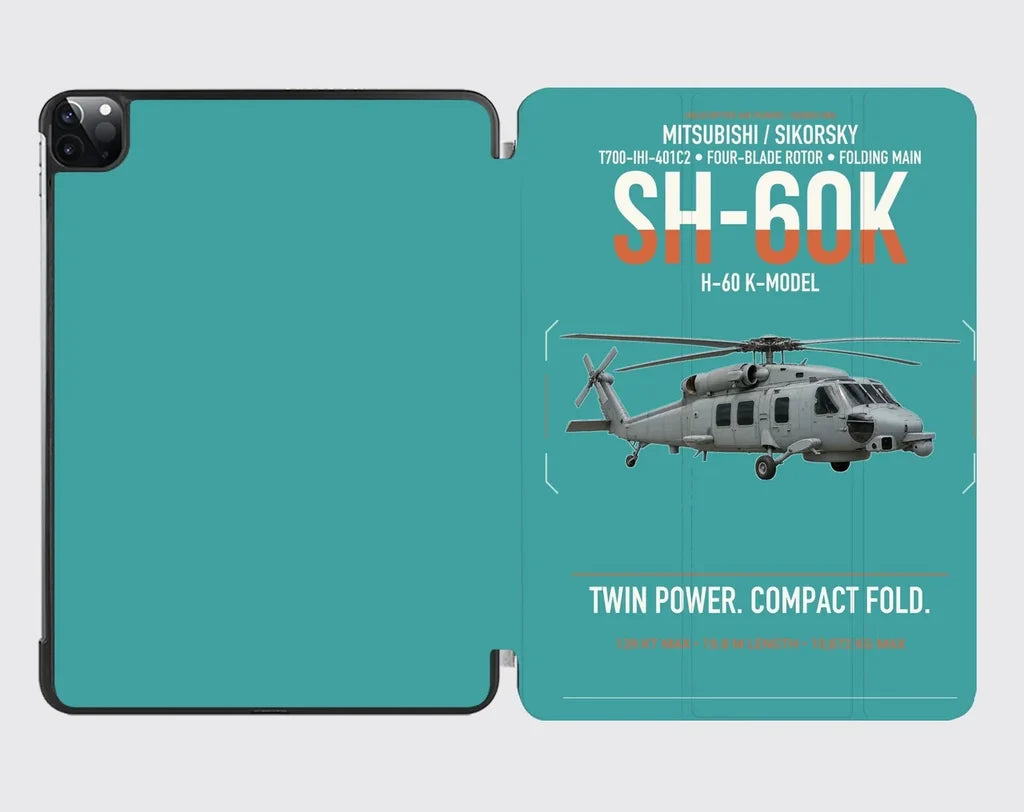 Mitsubishi Sikorsky SH-60K design on turquoise ipad tablet case