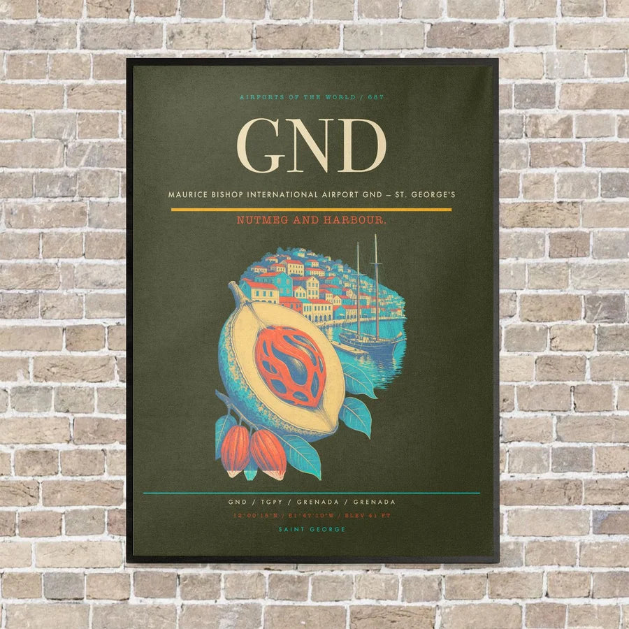Maurice Bishop International Airport GND — St. George's vertical canvas print - framed - green army background