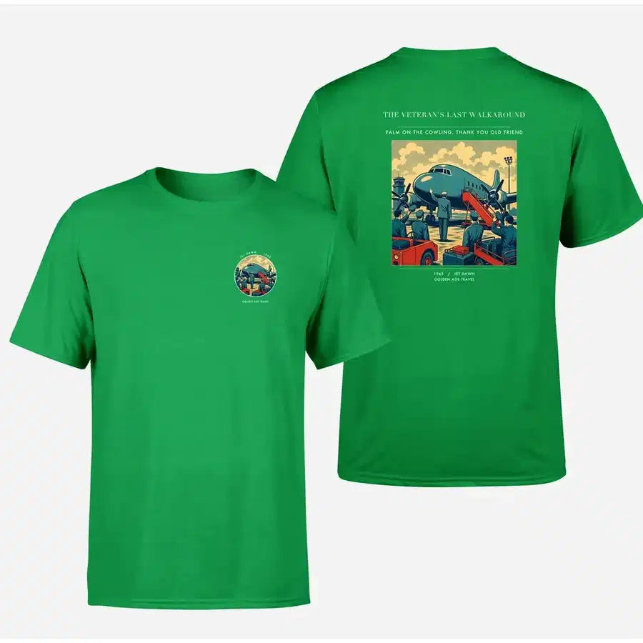 VINTAGE G4453 - The Veteran's Last Walkaround - Double-Side T-Shirt design on green double side t shirt