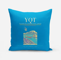 Thumbnail for Thunder Bay International Airport (YQT) design on turquoise pillow
