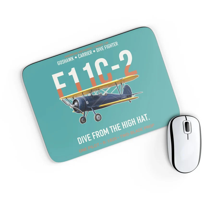 F11C-2 Goshawk Dive from the High Hat design on turquoise rectangle mouse pad