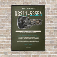 Thumbnail for RB211-535E4 vertical canvas print - framed - green army background