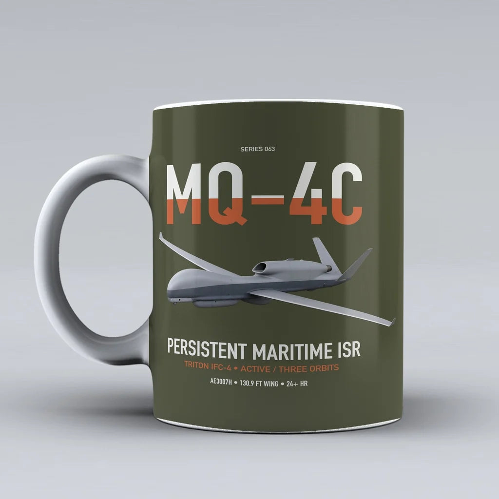 MQ-4C Triton IFC-4 design on green army ceramic mug, double-side print