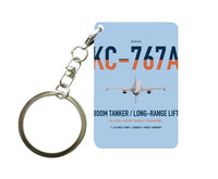 Thumbnail for Boeing KC-767A design on light blue designed key chain, double-side print