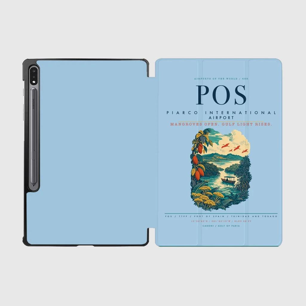 Piarco International Airport (POS) design on light blue samsung tablet tablet case