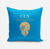 Thumbnail for Chinggis Khaan International Airport (ULN) design on turquoise pillow