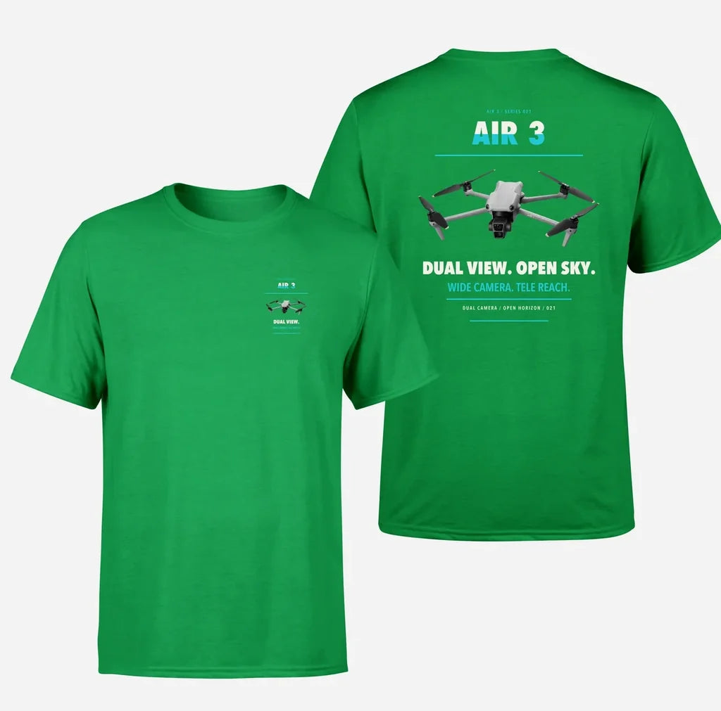 DJI Air 3 design on green t shirt