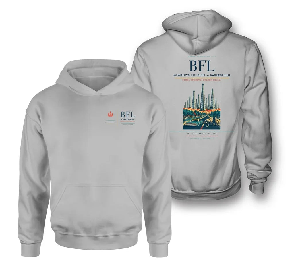 Meadows Field (BFL) design on light gray double-side hoodie