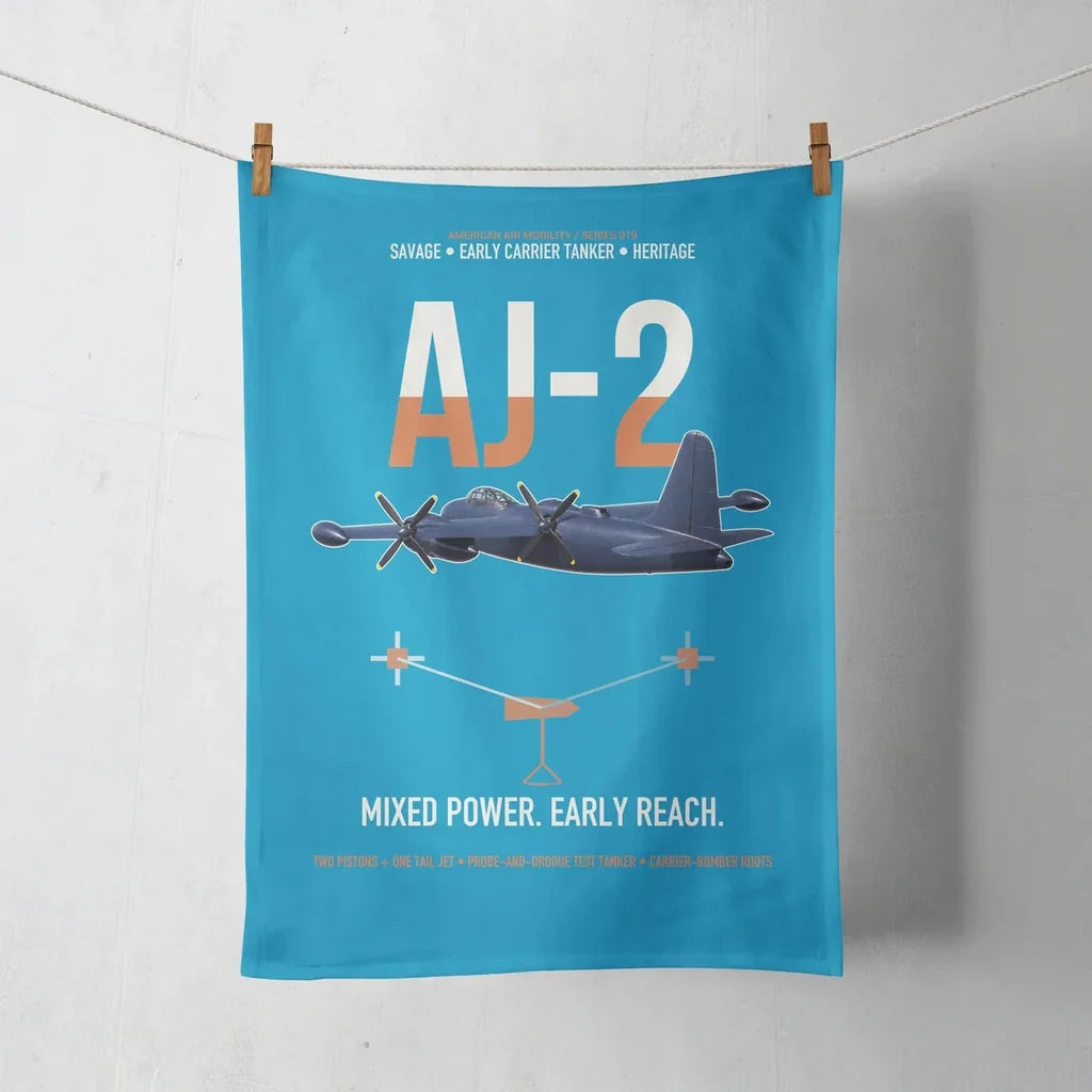 AJ-2 Savage Tanker design on turquoise towel