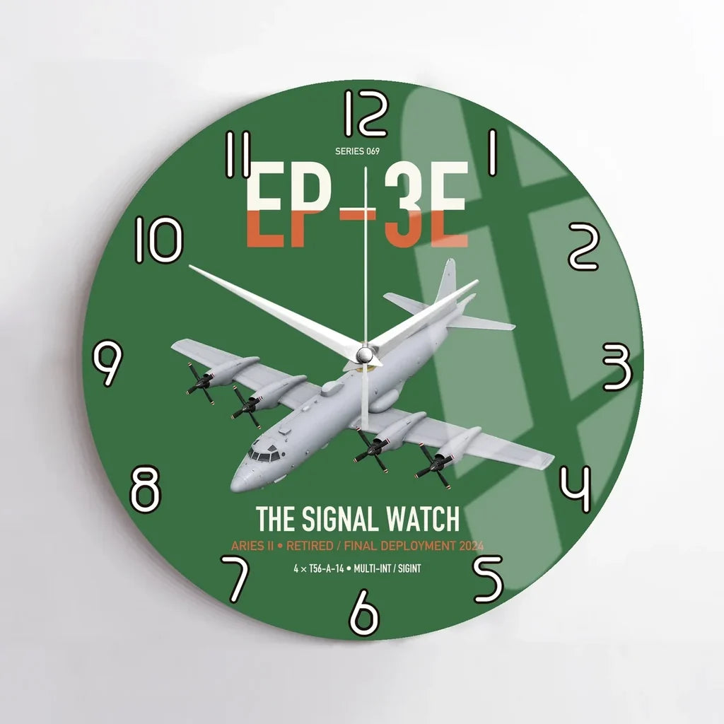 EP-3E ARIES II design on green no frame wall clock