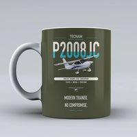 Thumbnail for Tecnam P2008JC NG design on green army ceramic mug, double-side print