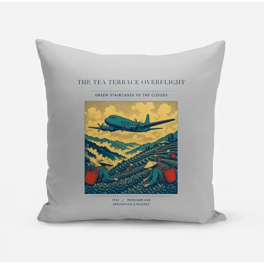 VINTAGE G4342 - The Tea Terrace Overflight - Designed Pillows design on lightgray