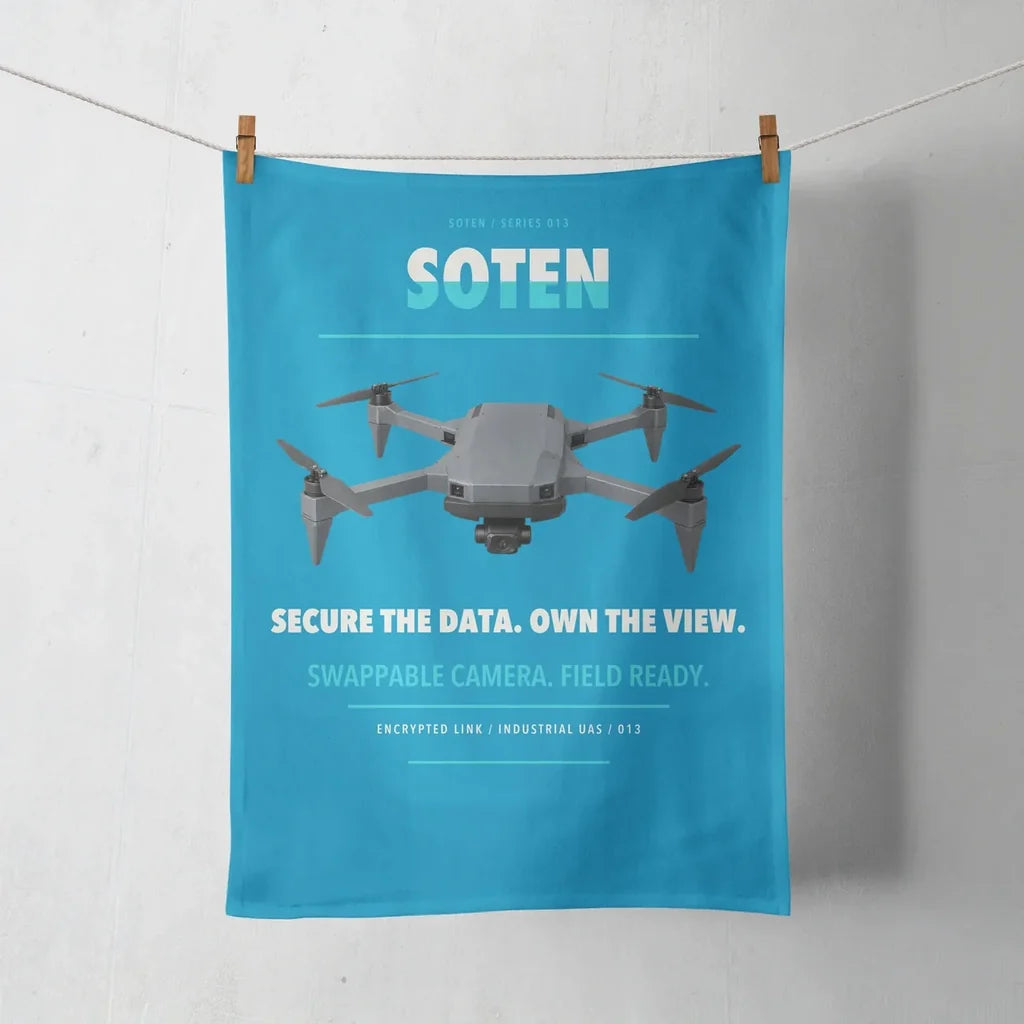 ACSL SOTEN design on turquoise towel