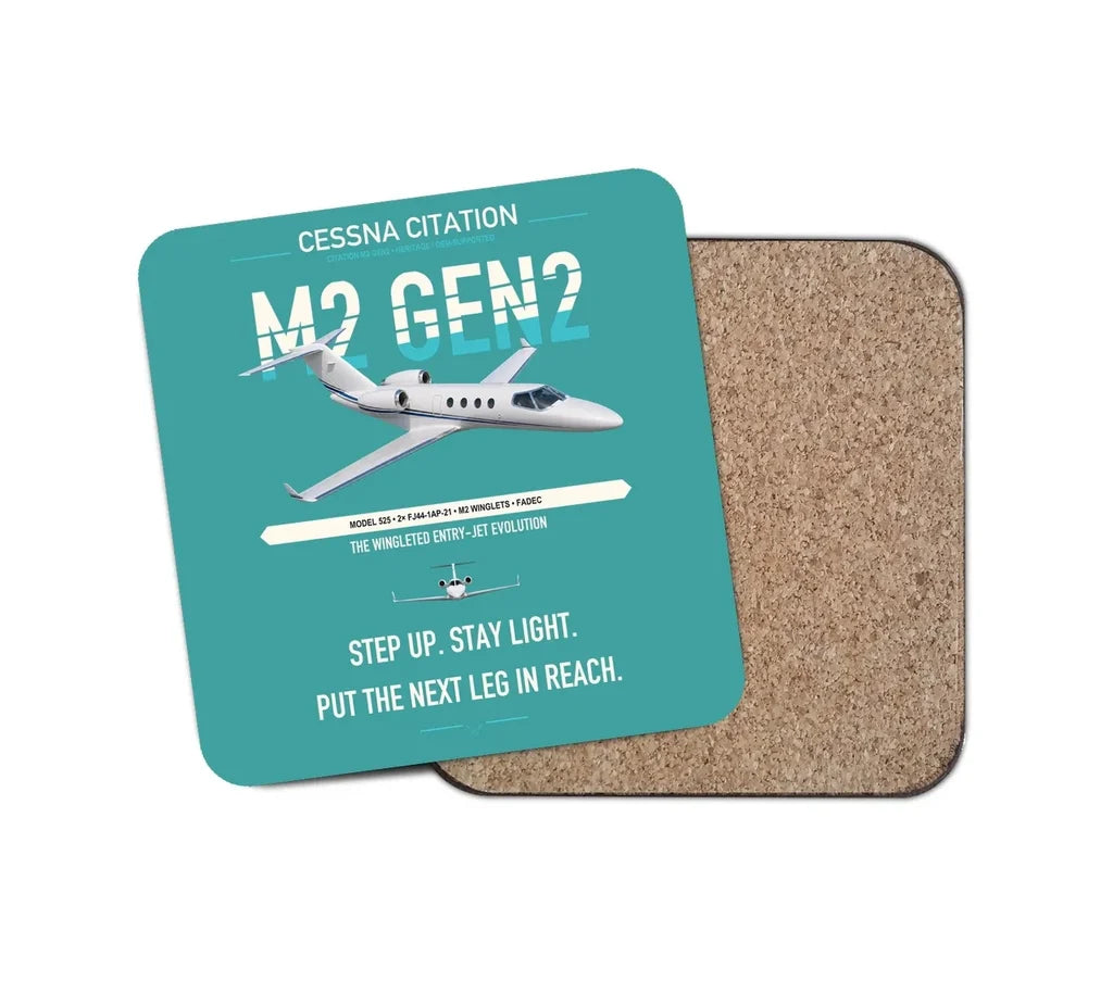 Cessna Citation M2 Gen2 design on turquoise 1 piece coaster