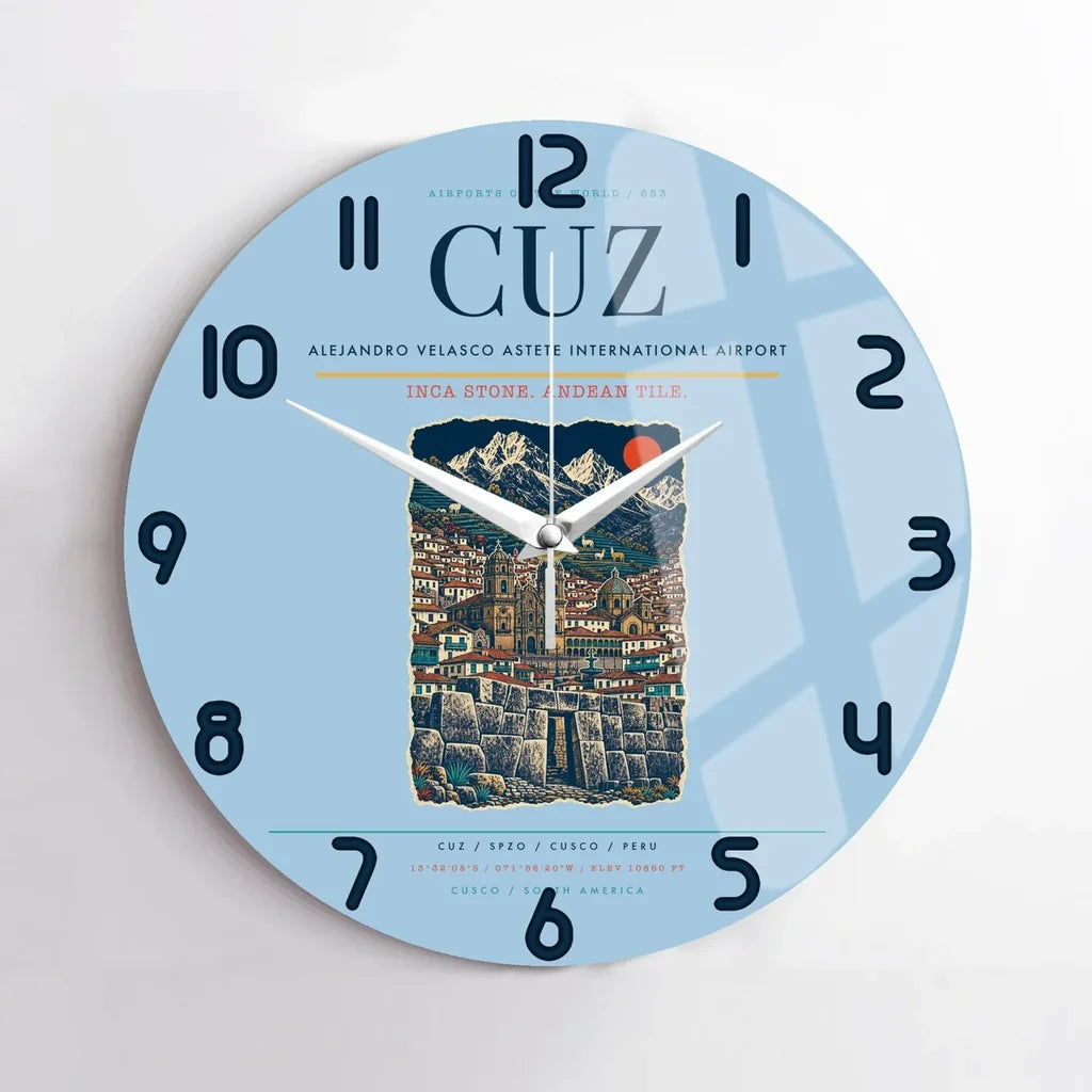 Alejandro Velasco Astete International Airport CUZ Wall-Clock No-Frame - Light Blue