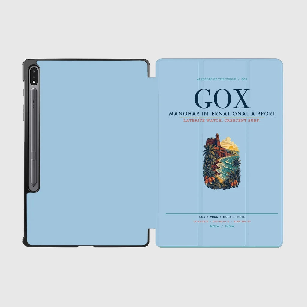 Manohar International Airport Mopa (GOX) design on light blue samsung tablet tablet case