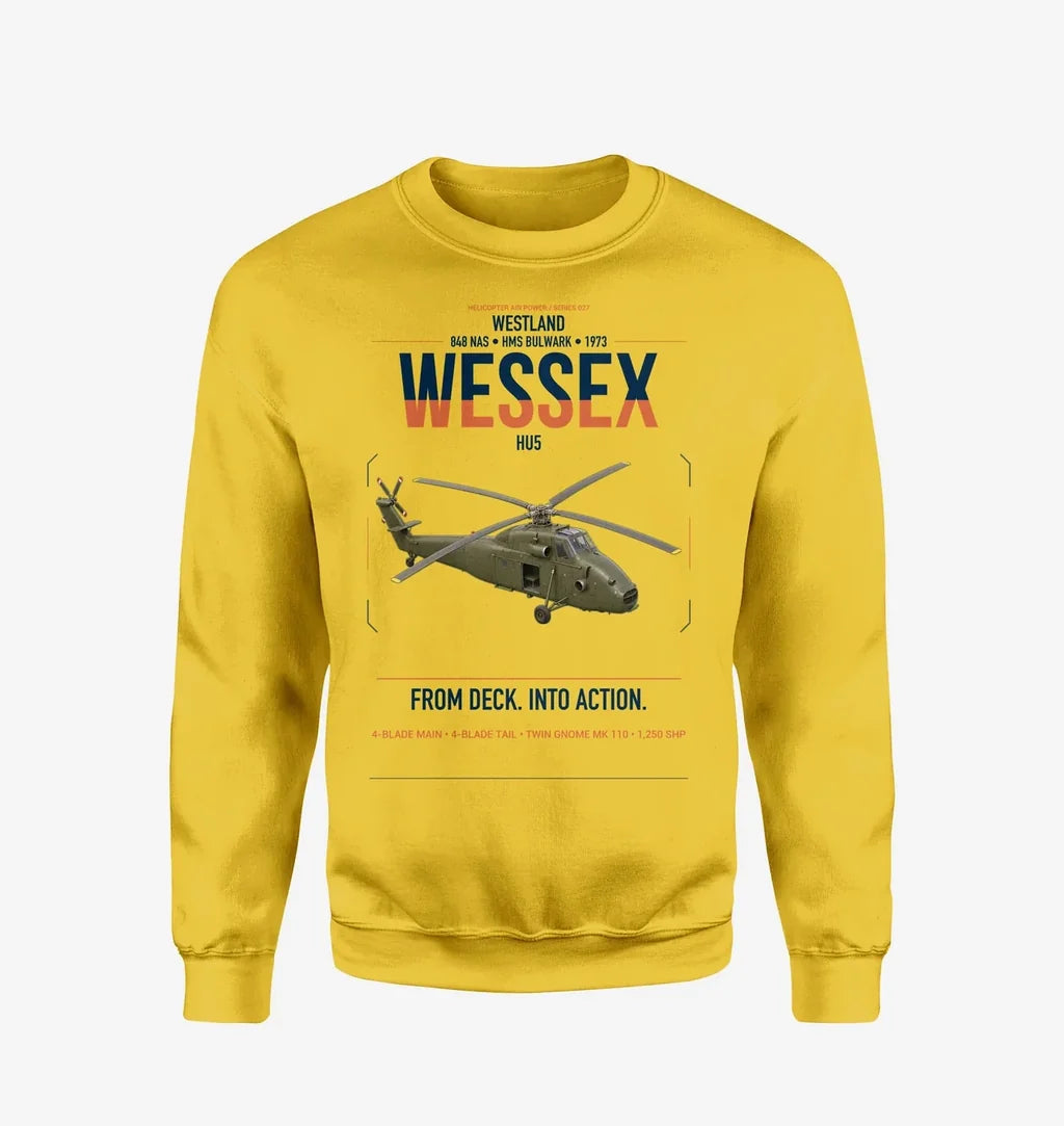 Westland Wessex HU5 design on yellow sweatshirt