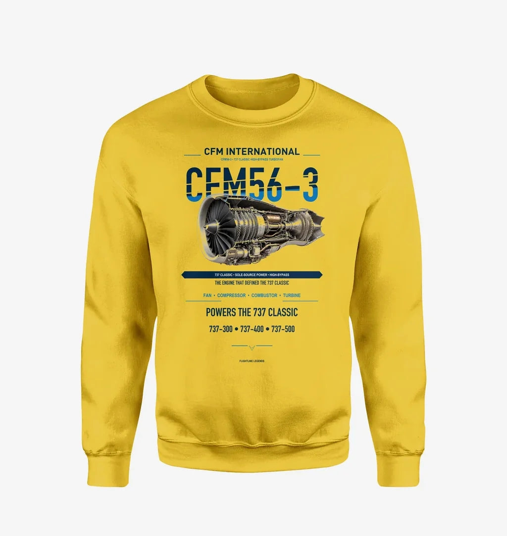 CFM56-3 design on yellow sweatshirt