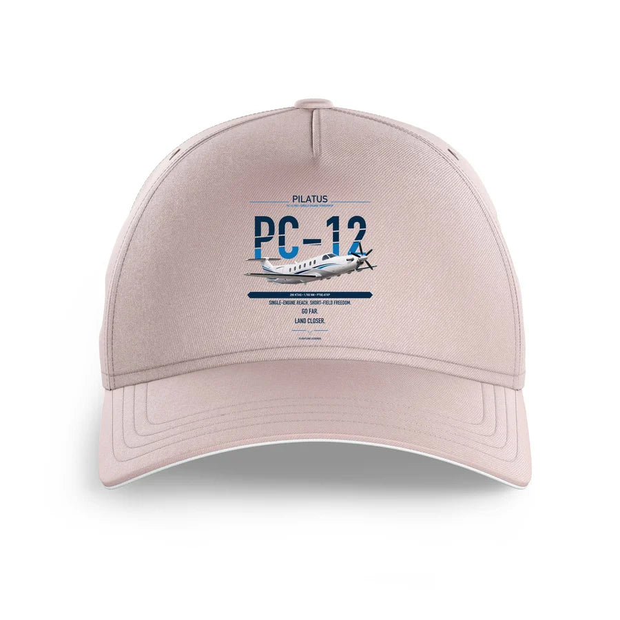 Pilatus PC-12 PRO design on pink printed hat