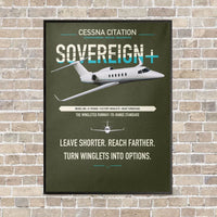 Thumbnail for Cessna Citation Sovereign+ vertical canvas print - framed - green army background