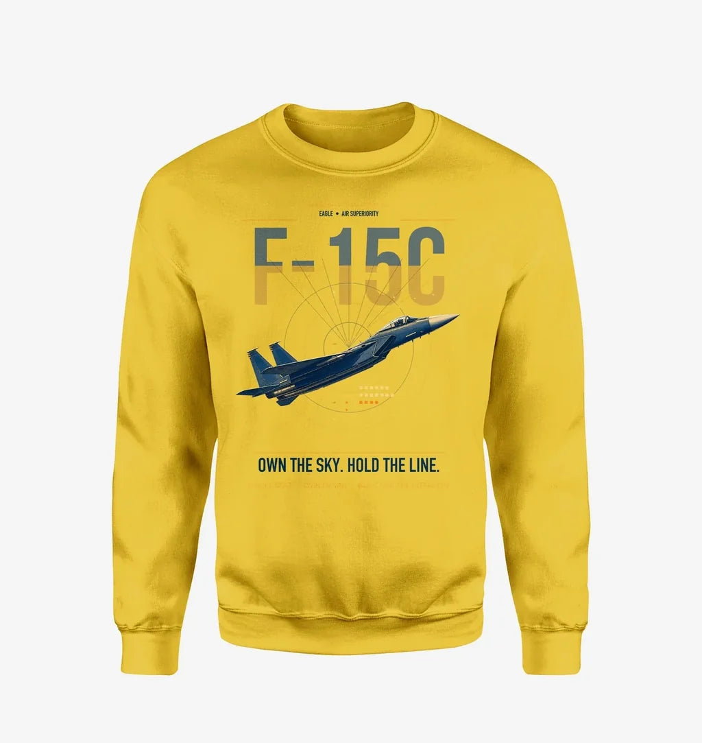 F-15C Eagle design on yellow sweatshirt