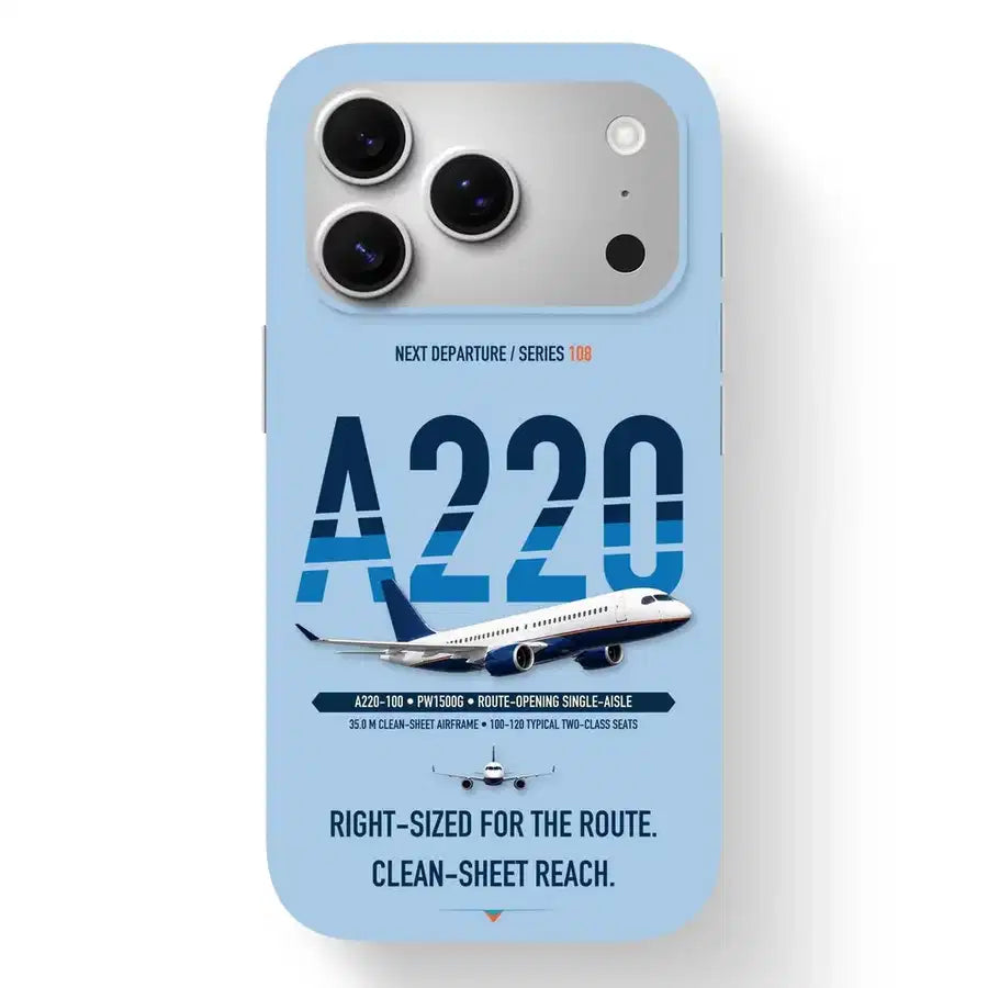 Airbus A220-100 Case design on light blue iphone case