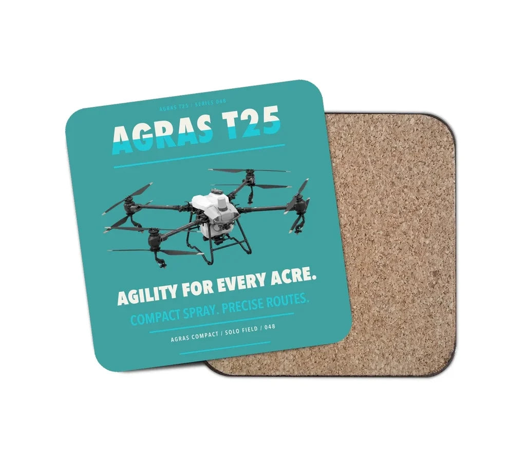 DJI Agras T25 design on turquoise 1 piece coaster