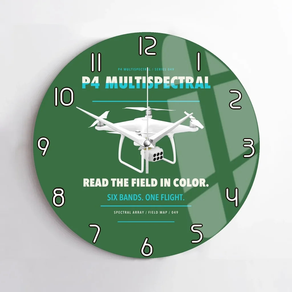DJI P4 Multispectral design on green no frame wall clock