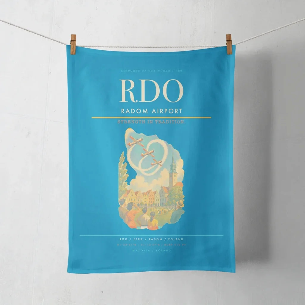 Radom Airport (RDO) design on turquoise towel