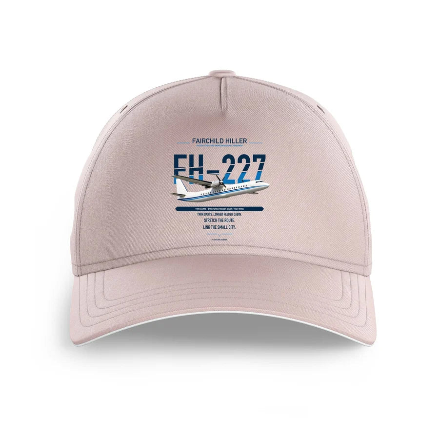 Fairchild Hiller FH-227B design on pink printed hat