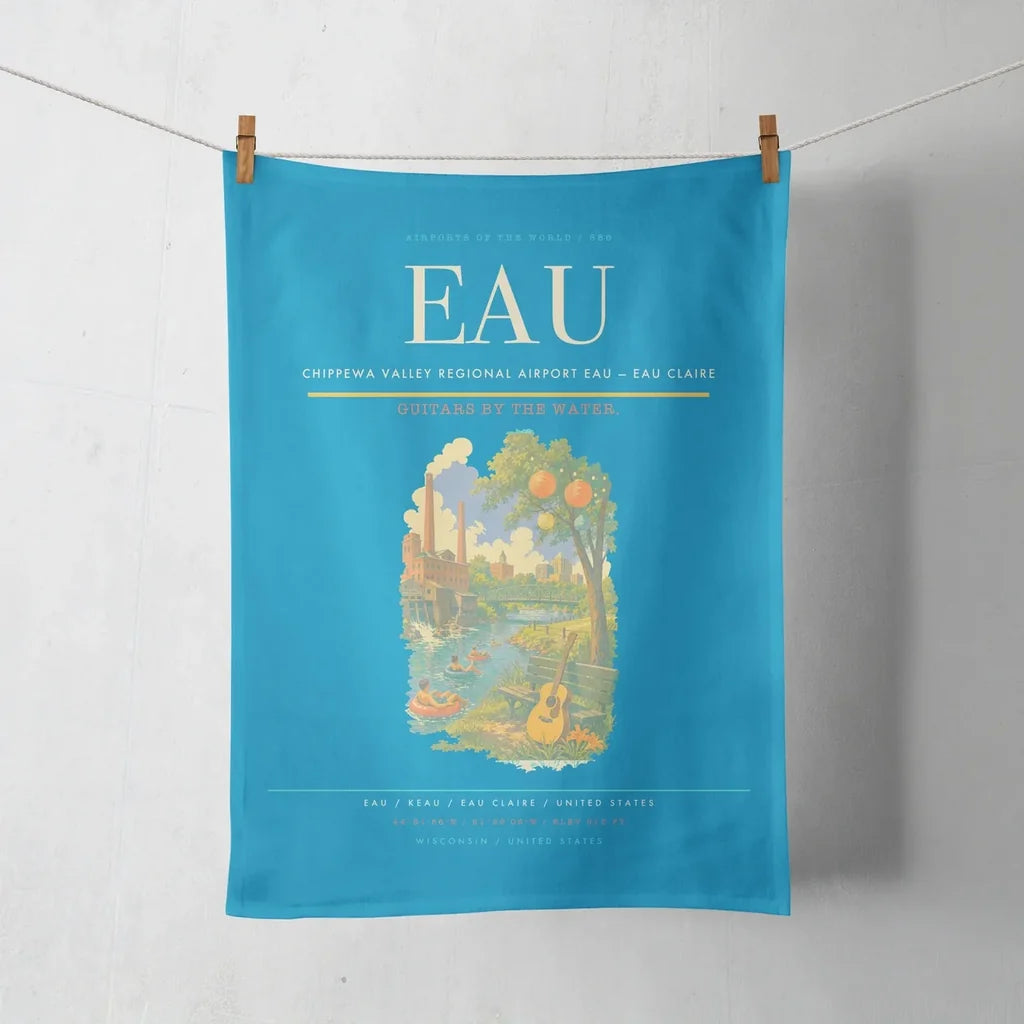 Chippewa Valley Regional Airport (EAU) design on turquoise towel