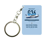Thumbnail for Beechcraft Bonanza G36 design on light blue designed key chain, double-side print