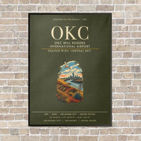 Thumbnail for OKC Will Rogers International Airport OKC vertical canvas print - framed - green army background
